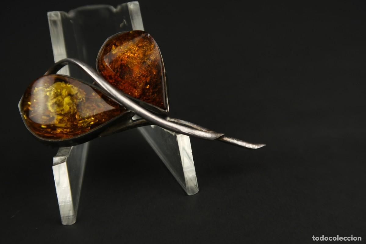 Joyeria: Antiguo Broche de &Aacute;mbar y Plata - Foto 6