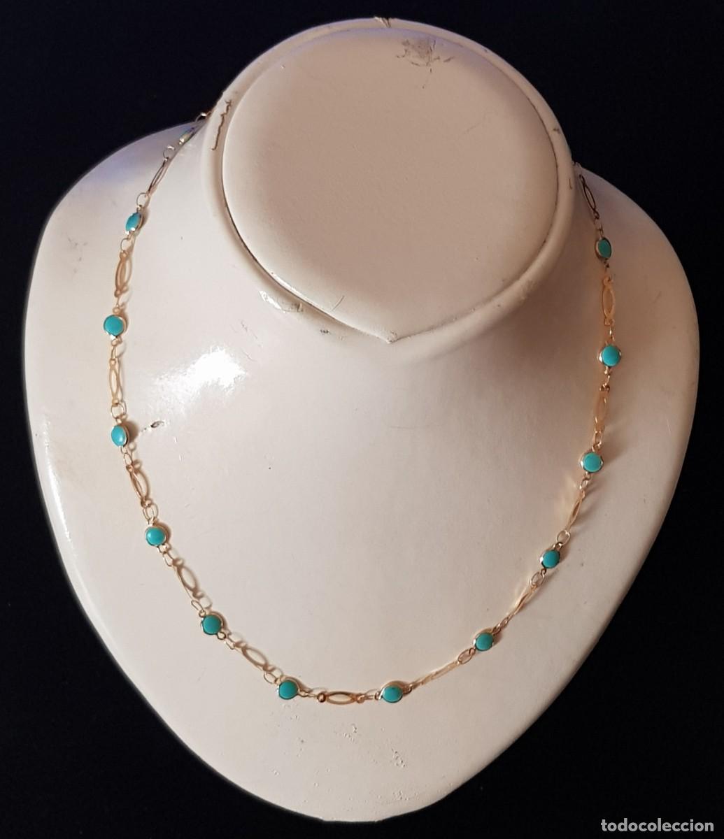 Joyeria: Gargantilla con turquesas en oro de 18 quilates (NUEVA) - Foto 1