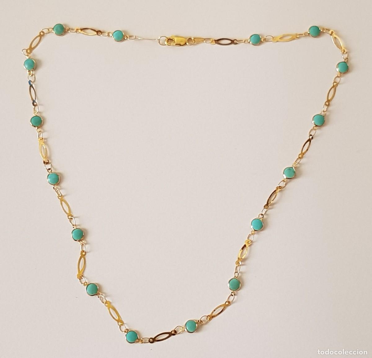 Joyeria: Gargantilla con turquesas en oro de 18 quilates (NUEVA) - Foto 5