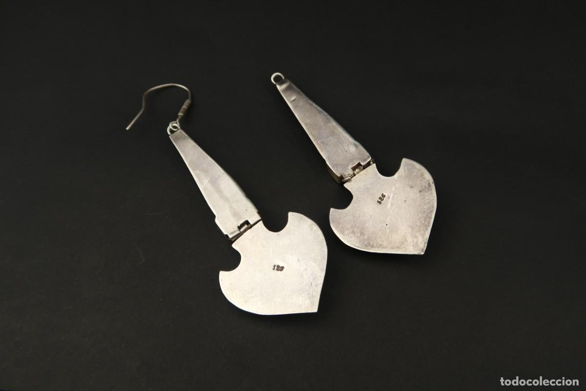 Joyeria: Antiguos Pendientes de Plata Onyx y Turquesas - Foto 7