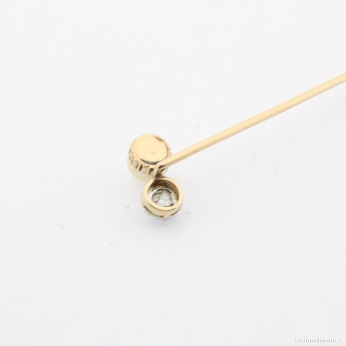 Joyeria: Pin antiguo con diamante y perla - Foto 8