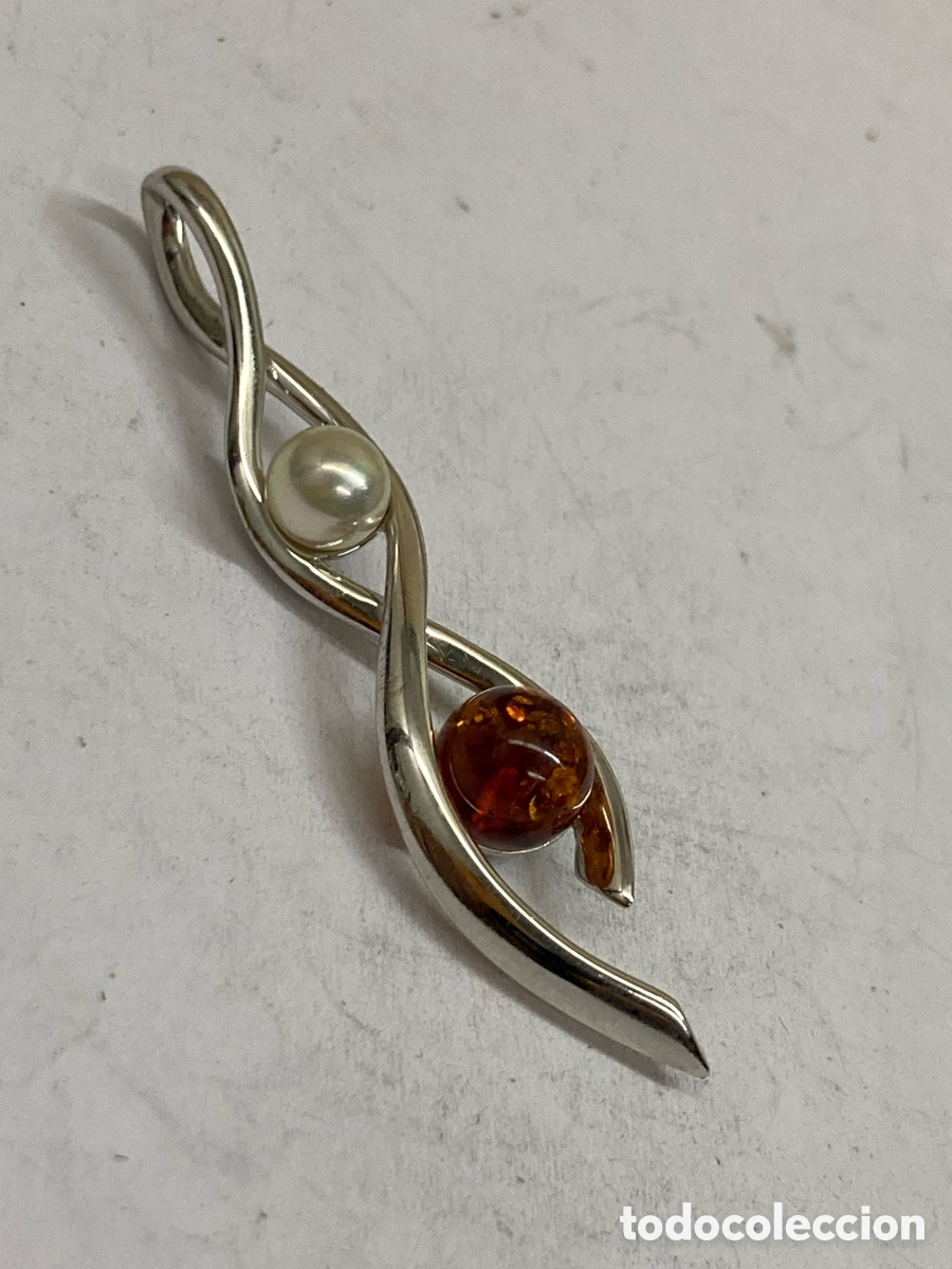 Joyeria: Colgante de plata perla y ambar C238 - Foto 1