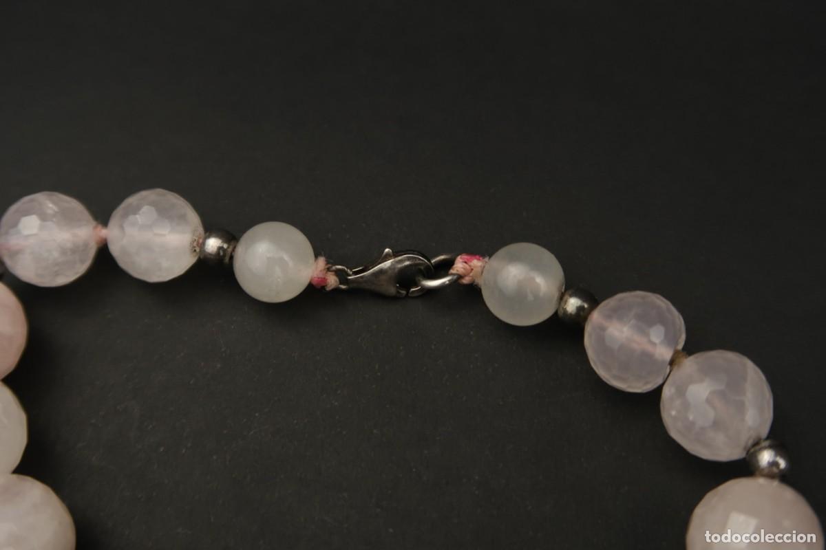 Joyeria: Antigua Pulsera Cuarzo Rosa y Plata - Foto 5