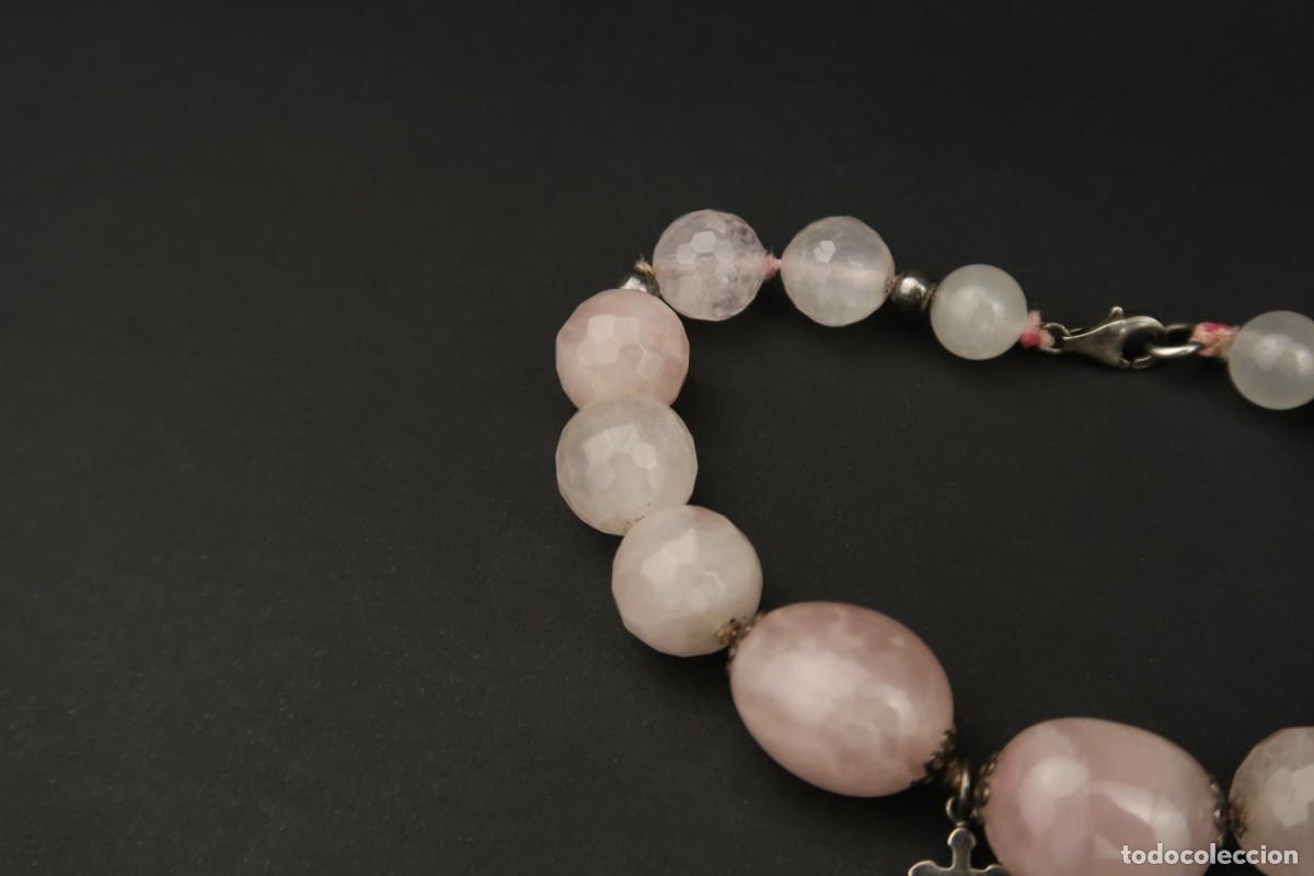 Joyeria: Antigua Pulsera Cuarzo Rosa y Plata - Foto 6