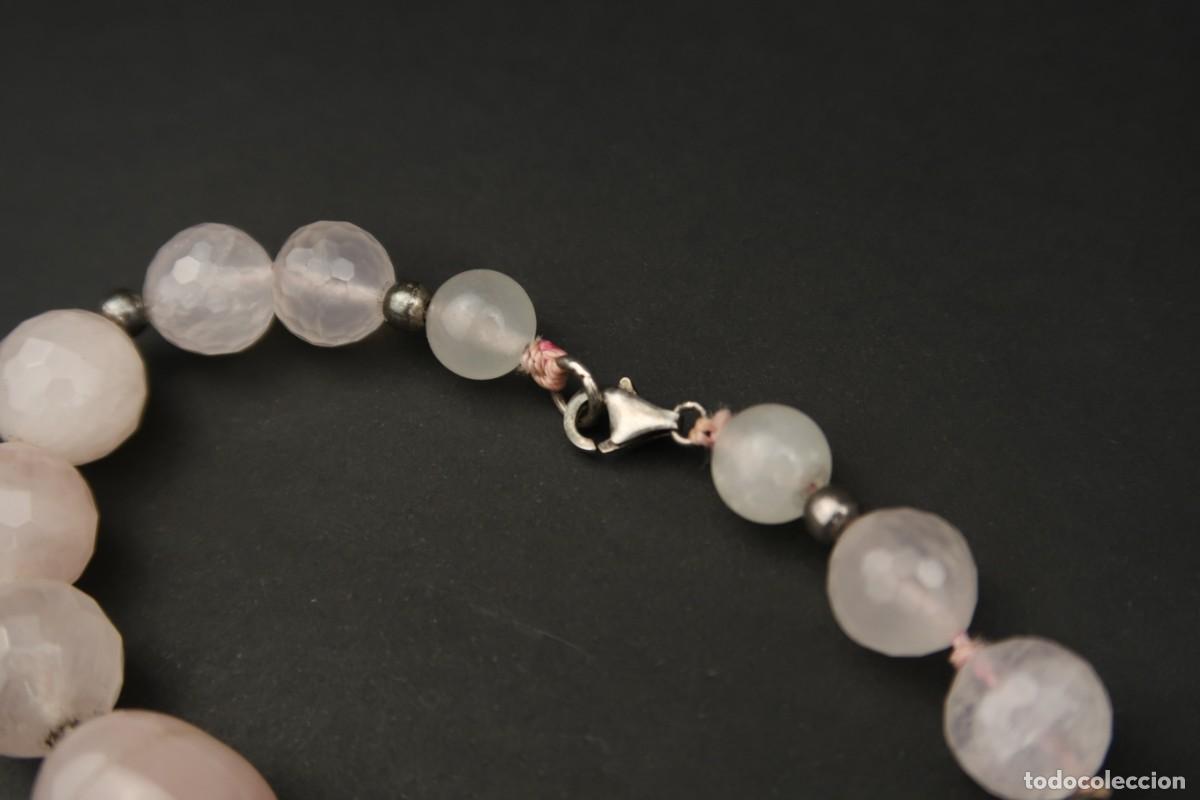 Joyeria: Antigua Pulsera Cuarzo Rosa y Plata - Foto 9