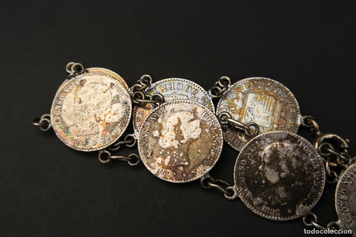Joyeria: Antigua Pulsera de Plata echa con Monedas de 50 C&eacute;ntimos - Foto 3