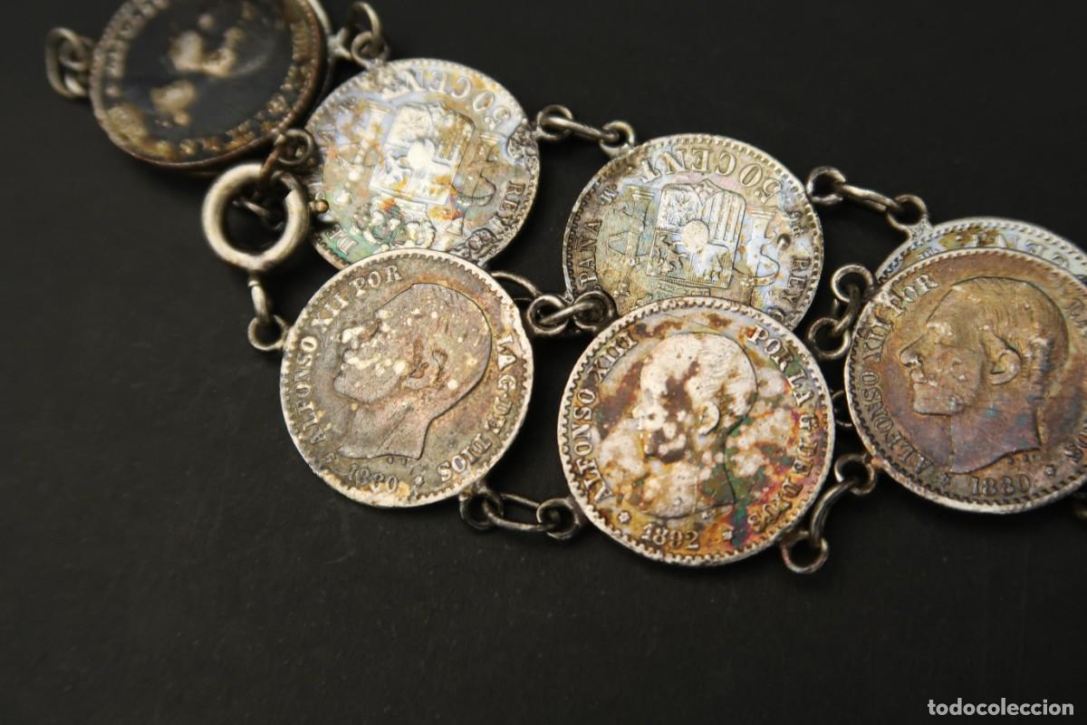 Joyeria: Antigua Pulsera de Plata echa con Monedas de 50 C&eacute;ntimos - Foto 7