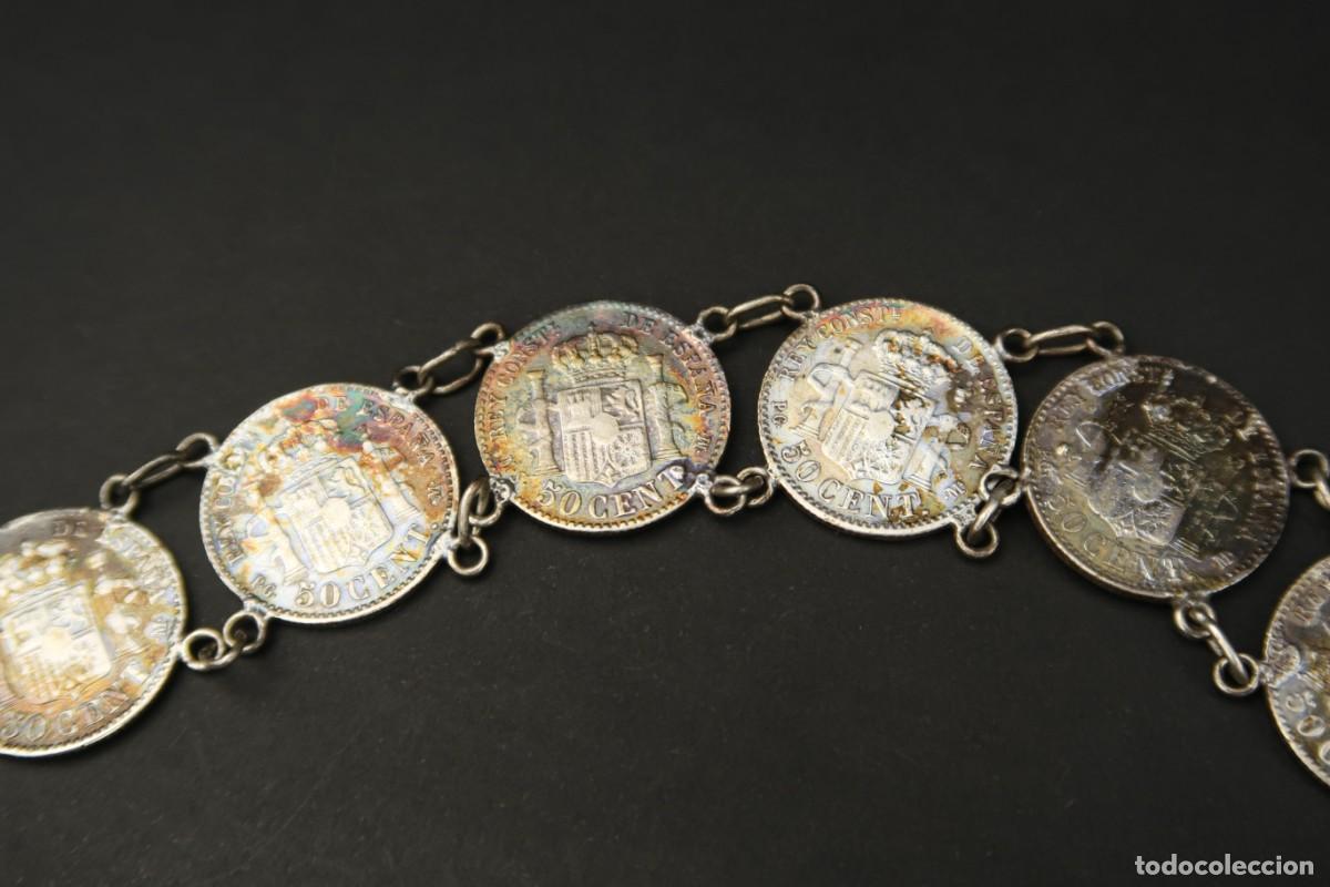 Joyeria: Antigua Pulsera de Plata echa con Monedas de 50 C&eacute;ntimos - Foto 17