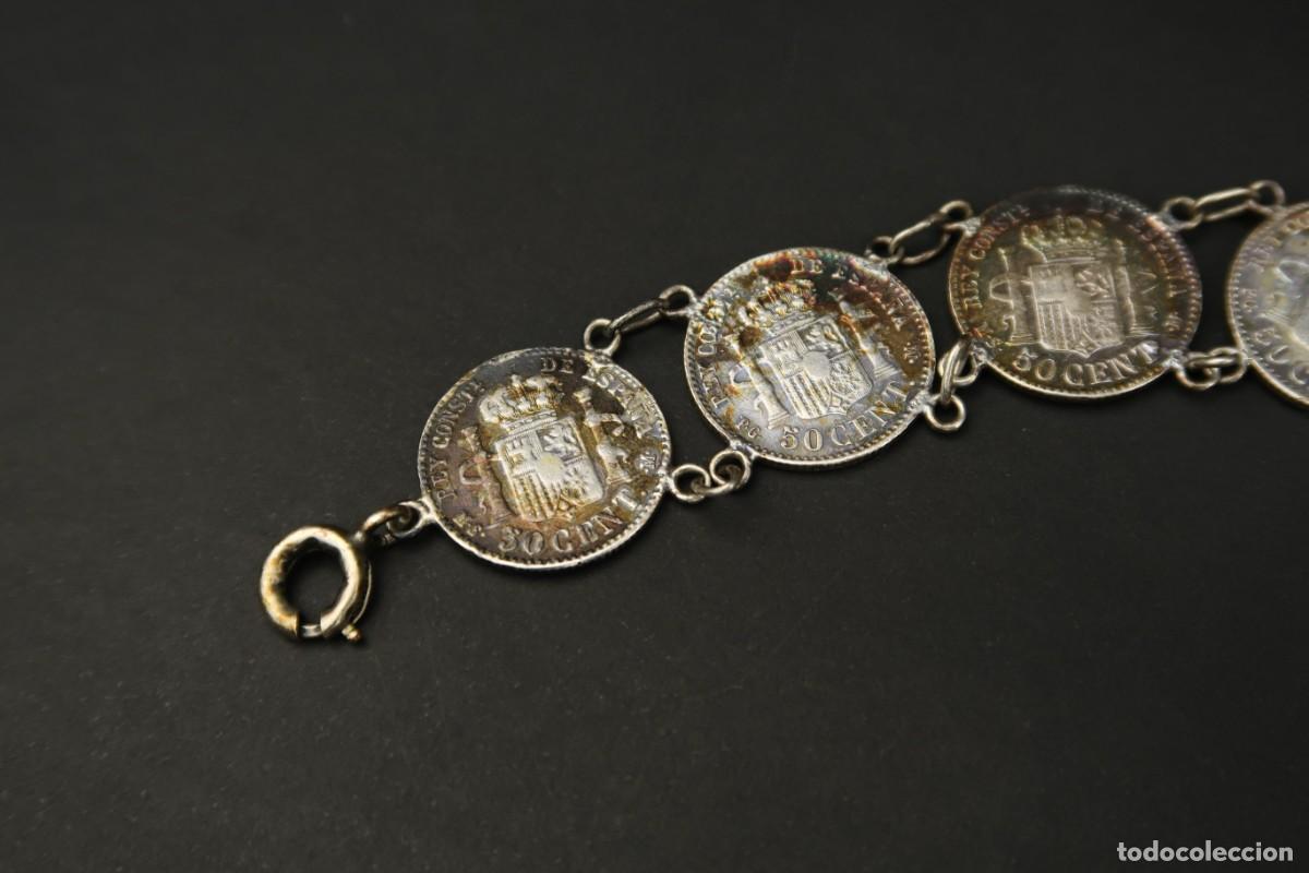 Joyeria: Antigua Pulsera de Plata echa con Monedas de 50 C&eacute;ntimos - Foto 18