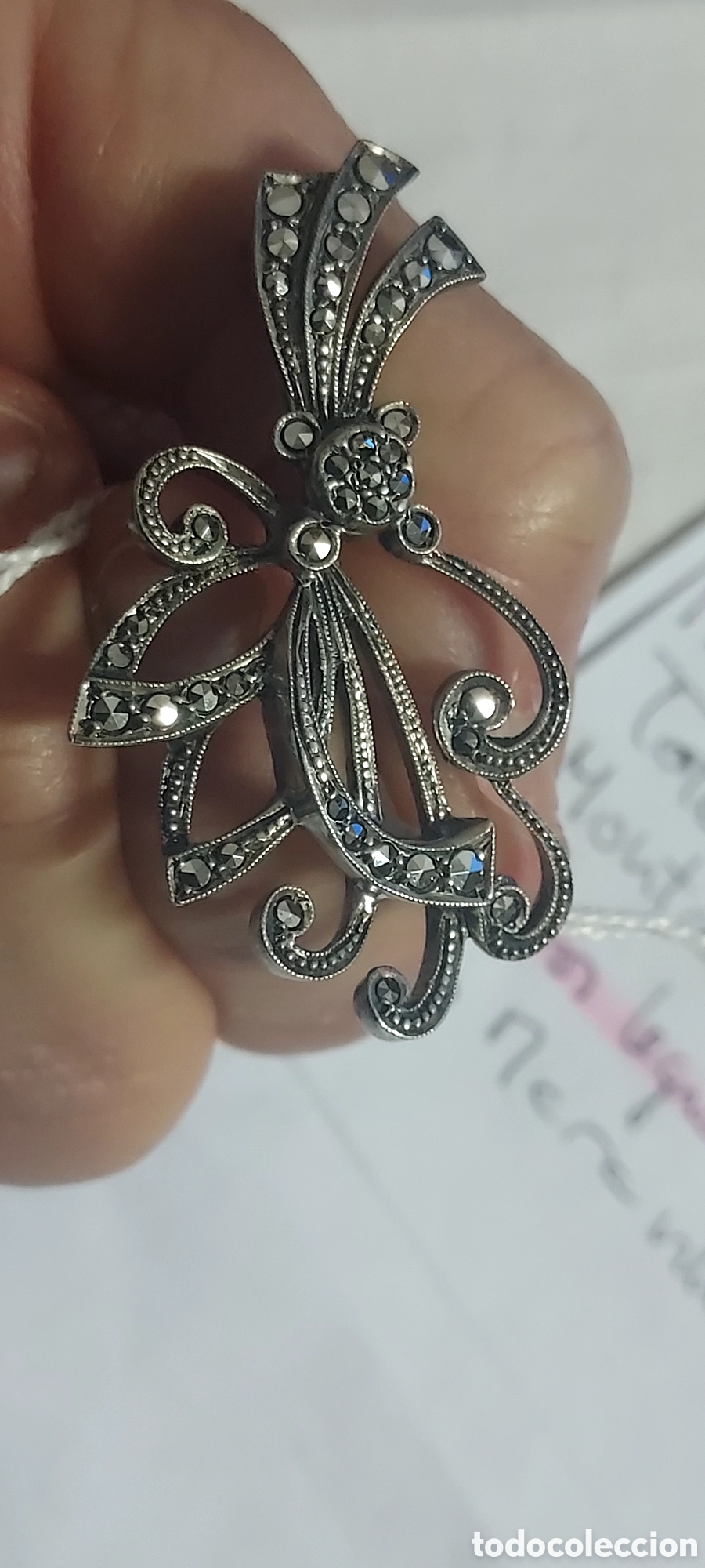 Joyeria: BONITO BROCHE DE PLATA Y MARQUESITAS - Foto 1