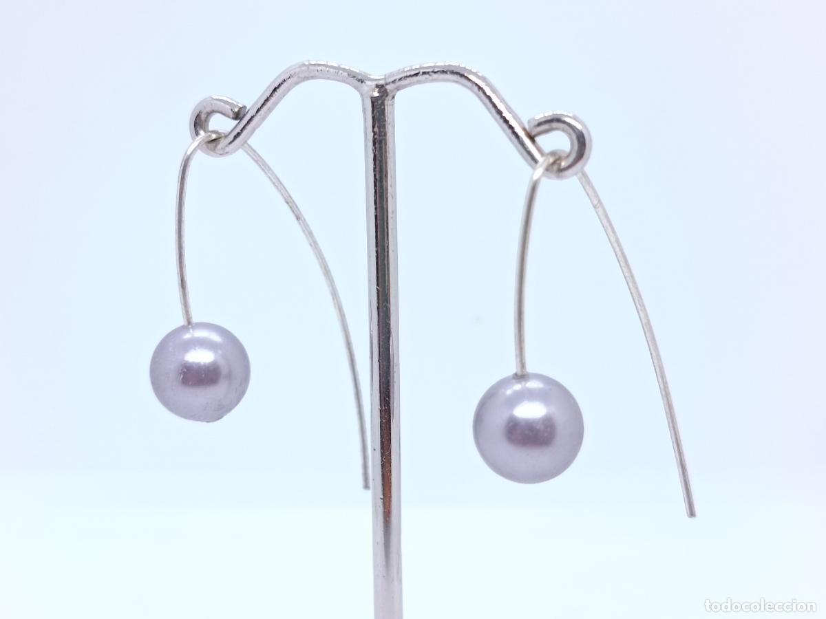 Joyeria: Elegantes pendientes en plata de ley con perlas tono morado - Foto 3