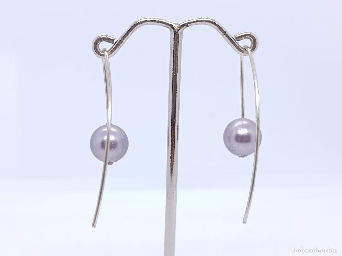 Joyeria: Elegantes pendientes en plata de ley con perlas tono morado - Foto 4