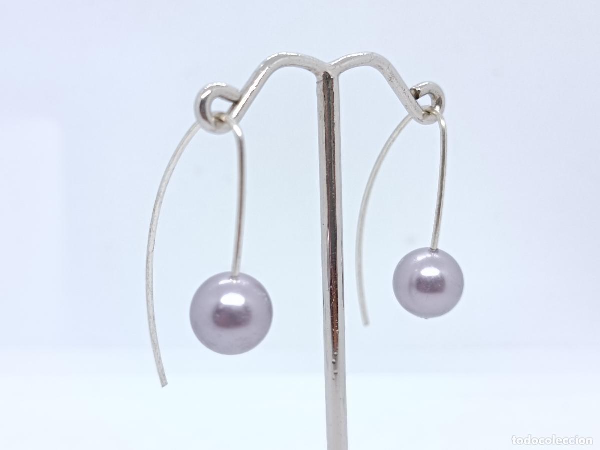 Joyeria: Elegantes pendientes en plata de ley con perlas tono morado - Foto 1
