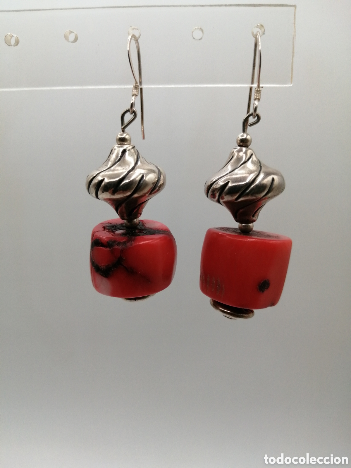 Joyeria: Pendientes plata 925mls y coral rojo - Foto 1