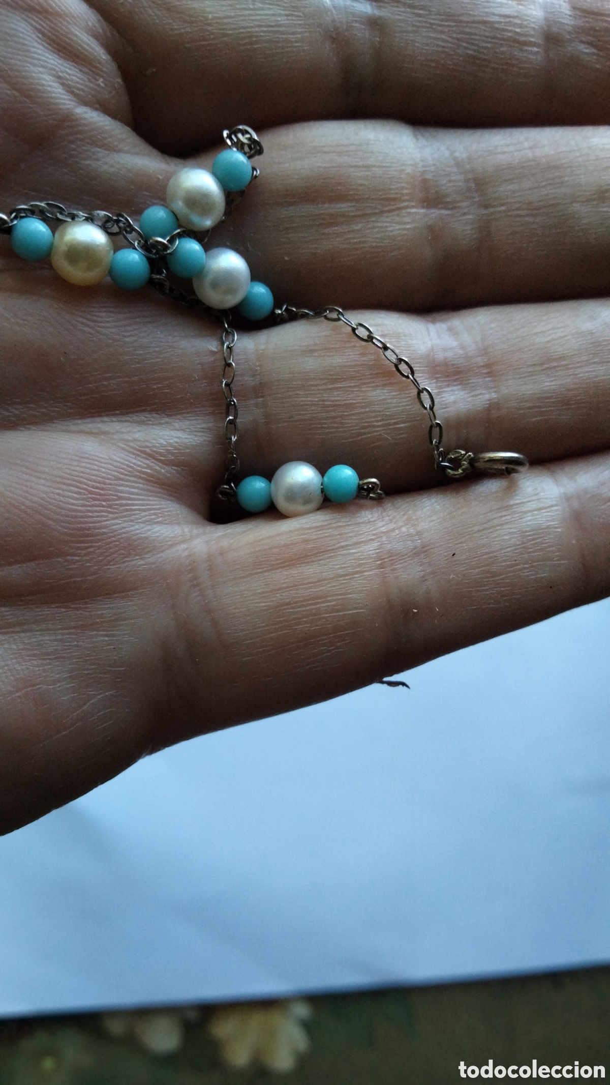 Joyeria: Pulsera de plata con perlitas y turquesitas creadas PERLAS Y TURQUESAS - Foto 3