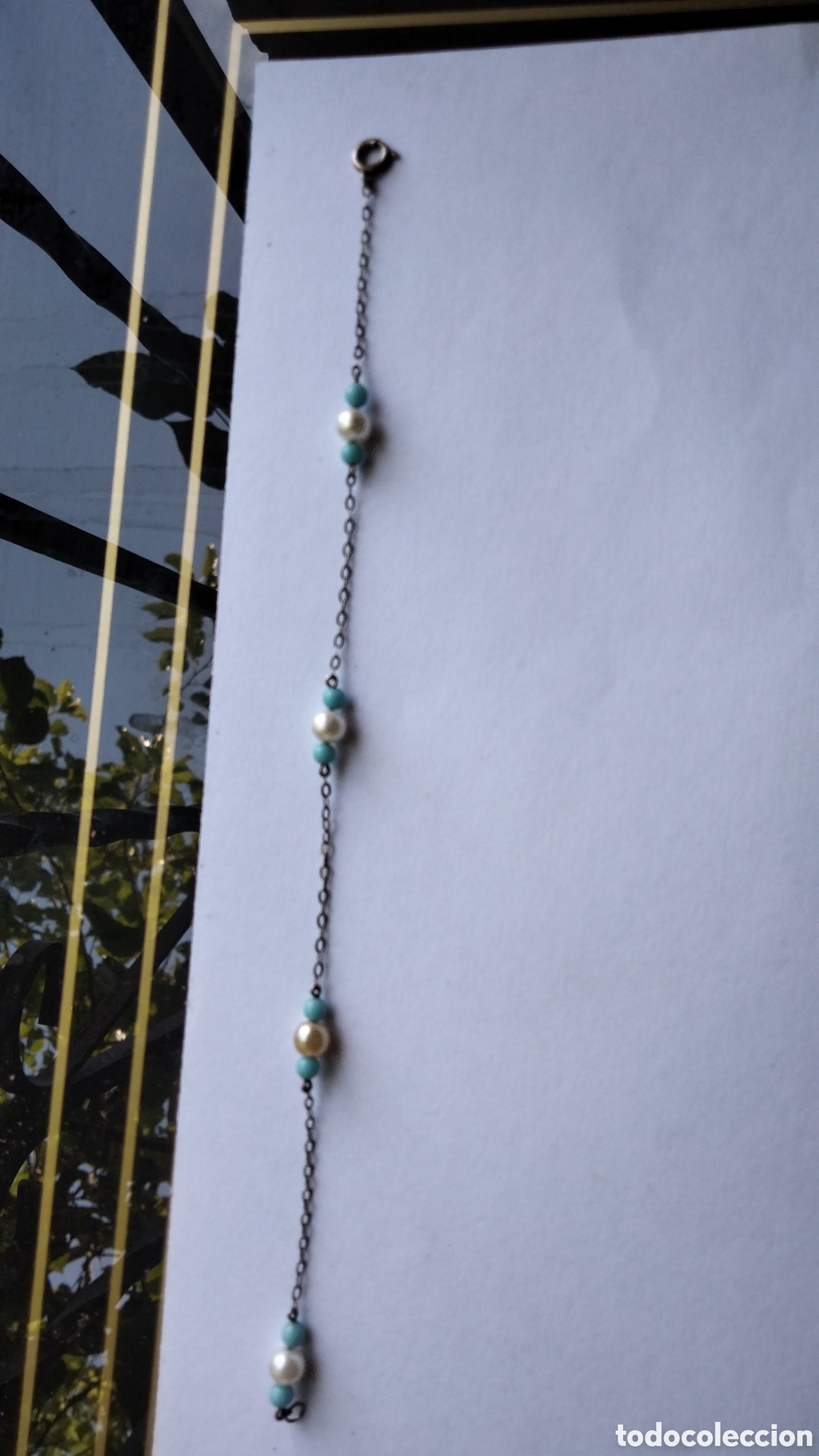 Joyeria: Pulsera de plata con perlitas y turquesitas creadas PERLAS Y TURQUESAS - Foto 2