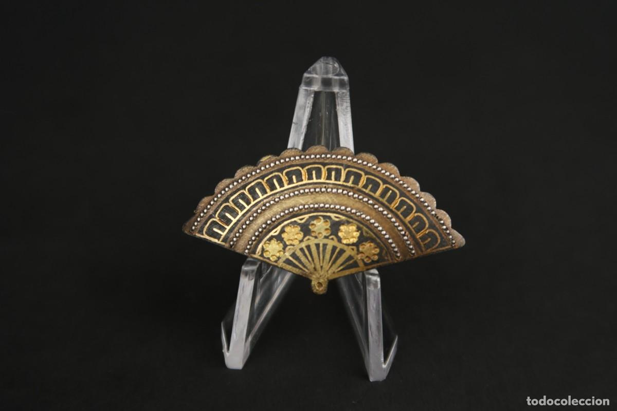 Joyeria: Antiguo Broche Damasquinado Abanico - Foto 3