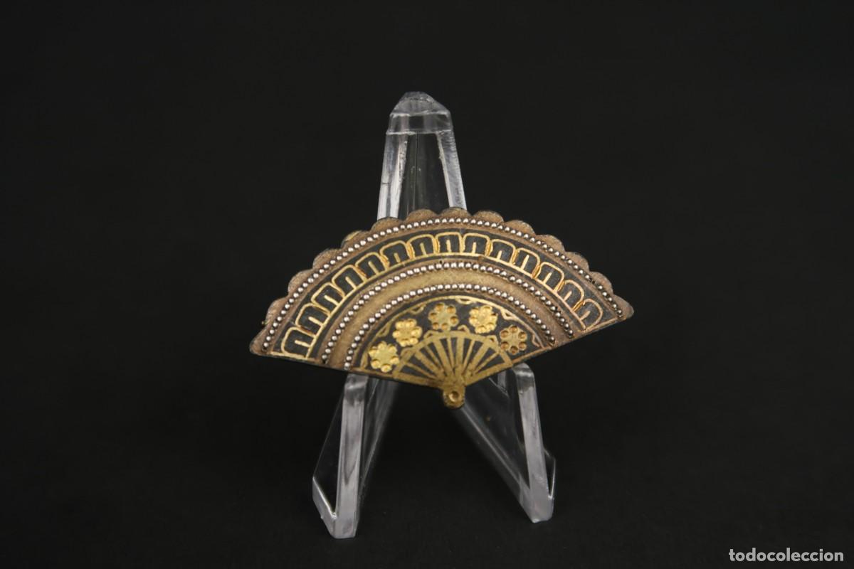 Joyeria: Antiguo Broche Damasquinado Abanico - Foto 4