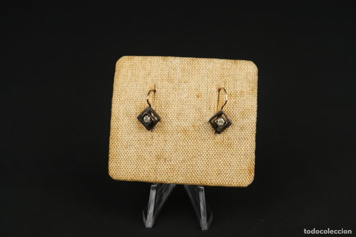 Joyeria: Antiguos Pendientes de Plata y Oro Bajo - Foto 2