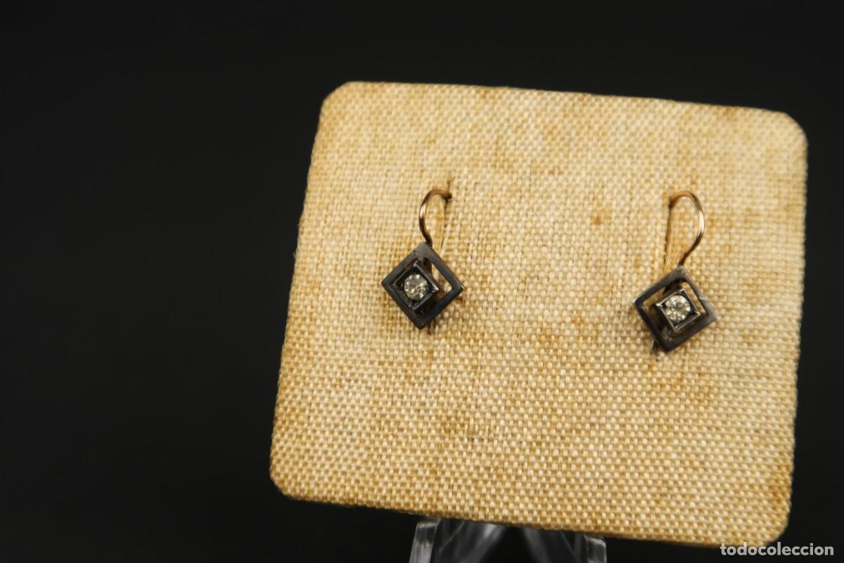 Joyeria: Antiguos Pendientes de Plata y Oro Bajo - Foto 3