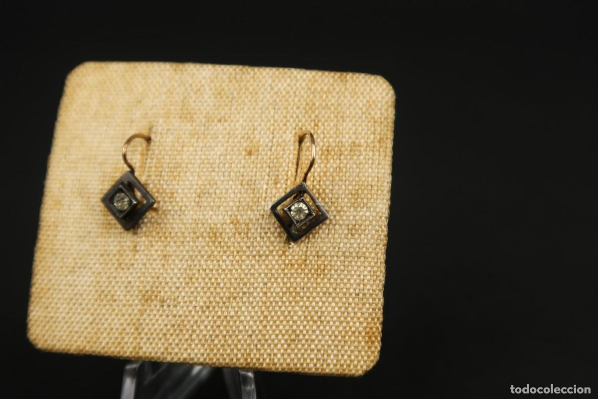 Joyeria: Antiguos Pendientes de Plata y Oro Bajo - Foto 4