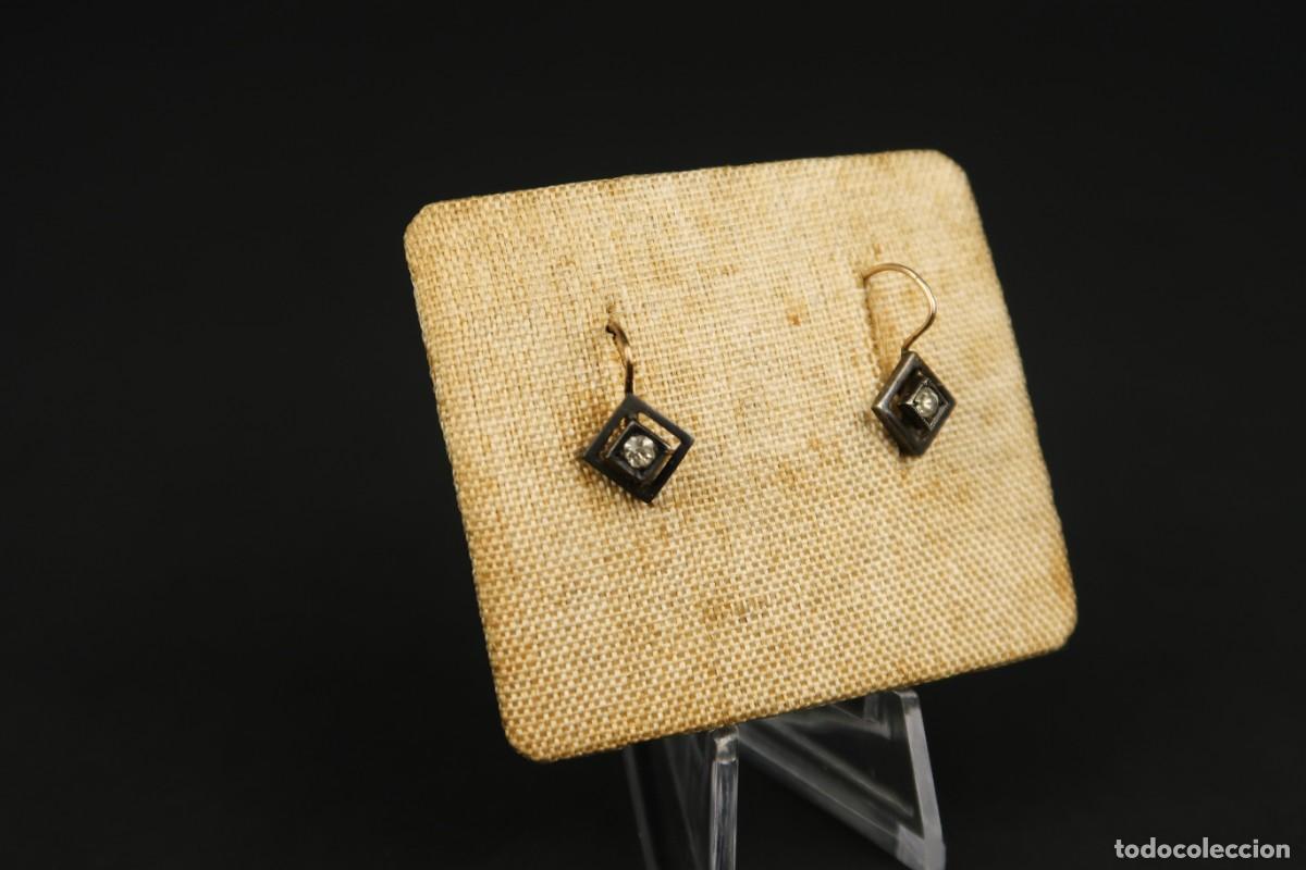 Joyeria: Antiguos Pendientes de Plata y Oro Bajo - Foto 5