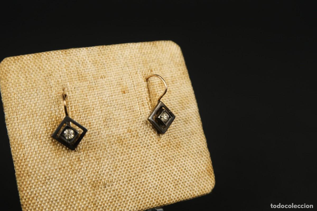 Joyeria: Antiguos Pendientes de Plata y Oro Bajo - Foto 6
