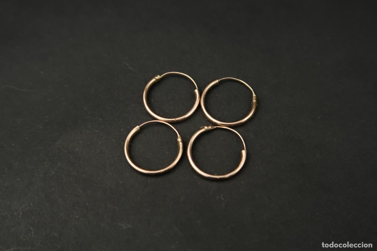 Joyeria: Antiguos Pendientes de Plata Dorada - Foto 2