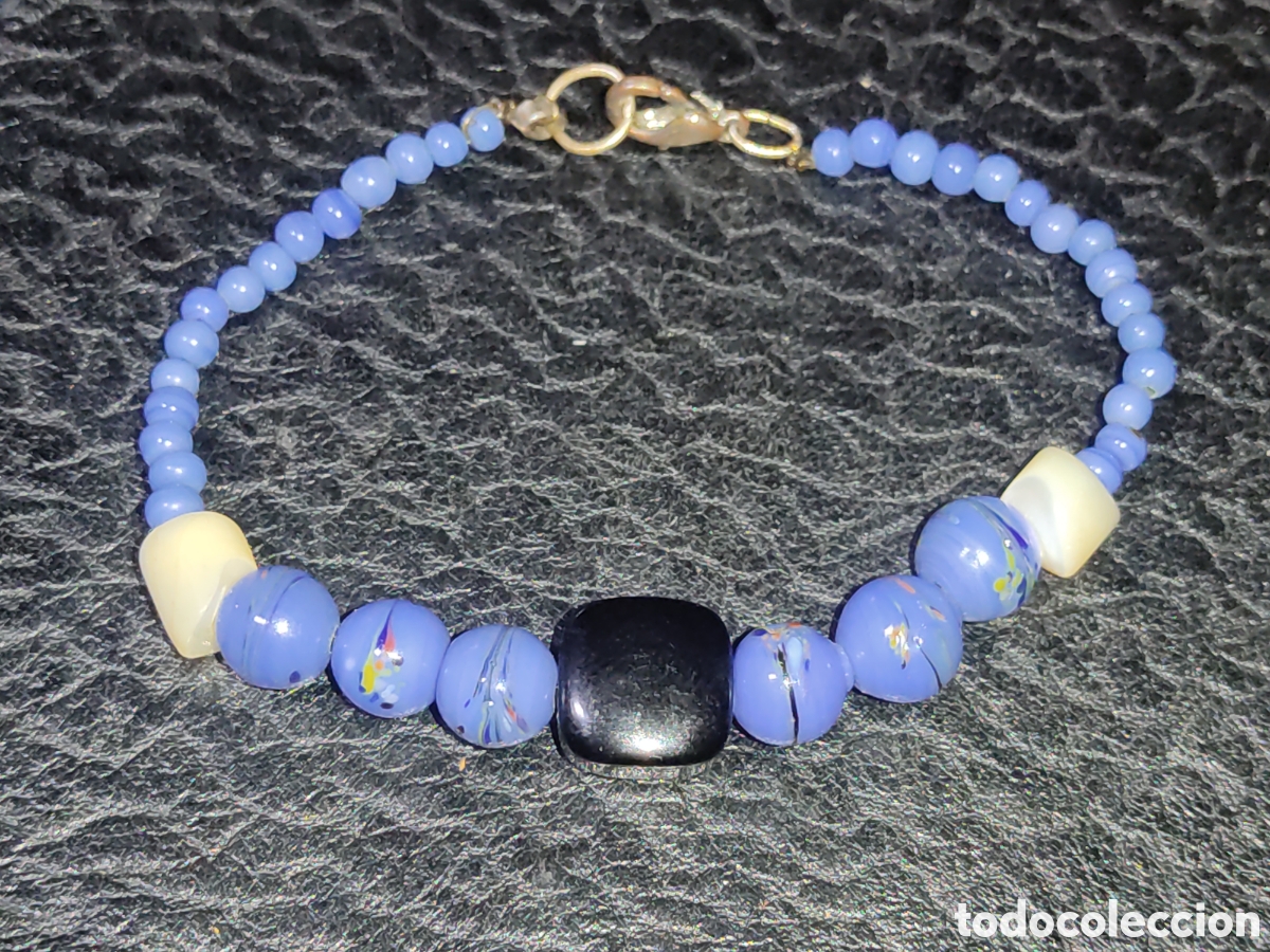 Joyeria: Pulsera de cristal de Murano azul.Vintage. - Foto 3