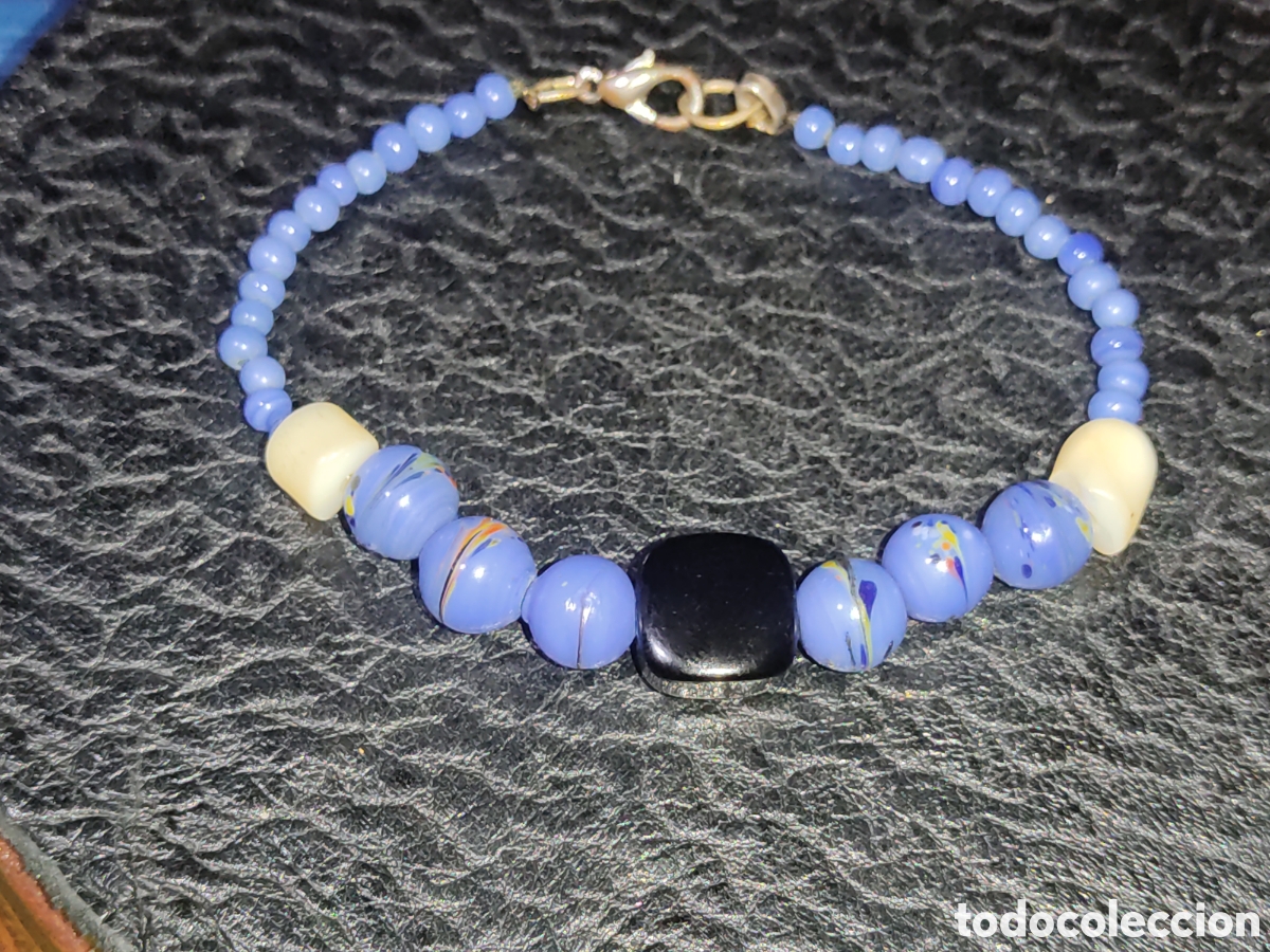 Joyeria: Pulsera de cristal de Murano azul.Vintage. - Foto 1