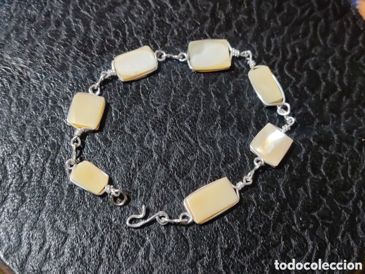 Joyeria: Pulsera artesanal de concha de nacar.Vintage. - Foto 3