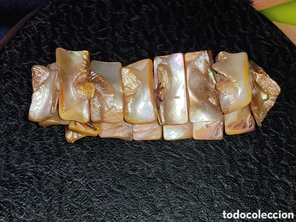 Joyeria: Pulsera de piezas de n&aacute;car.Vintage. - Foto 4