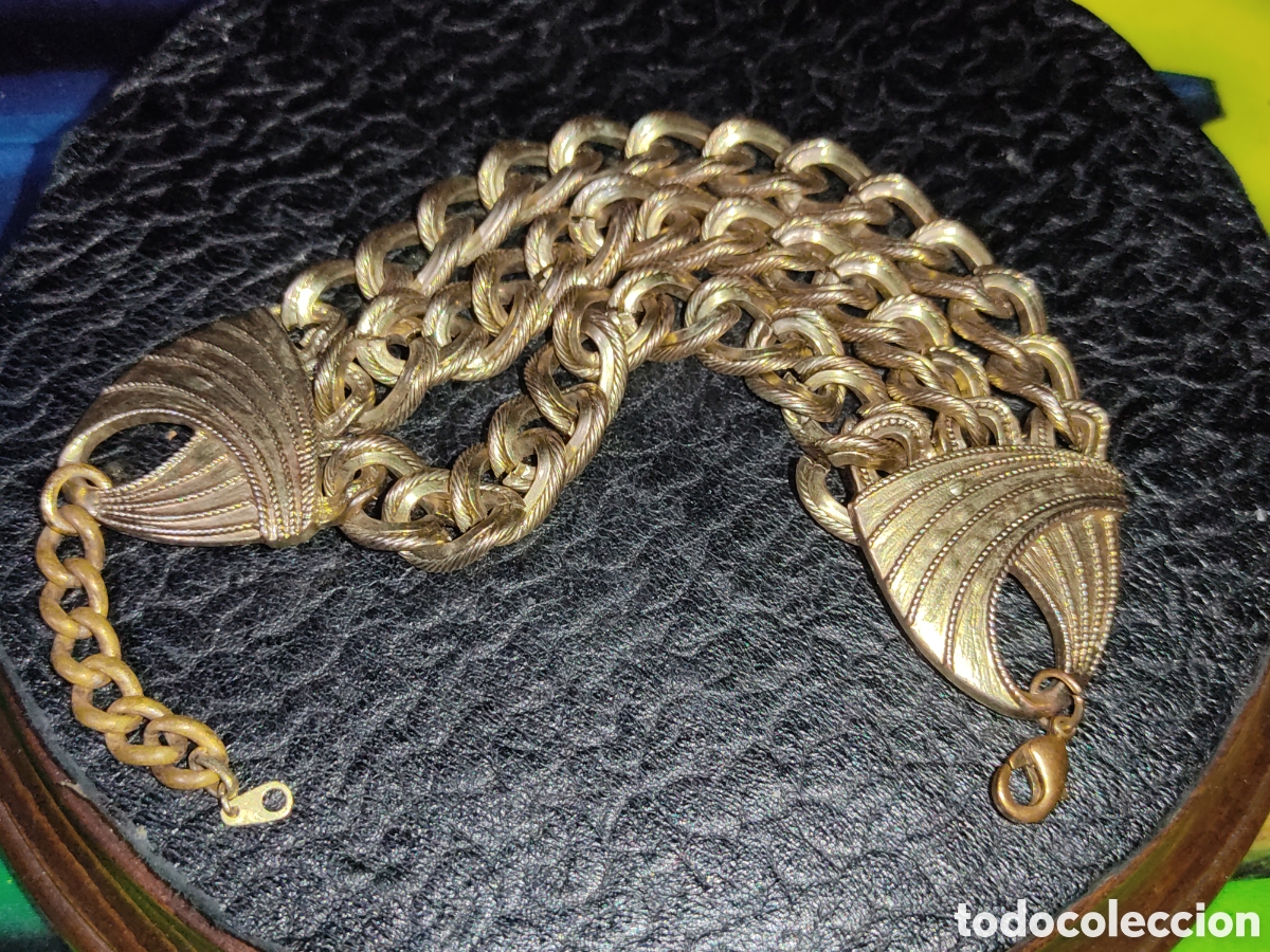 Joyeria: Pulsera ancha de eslabones labrados.Vintage. - Foto 6