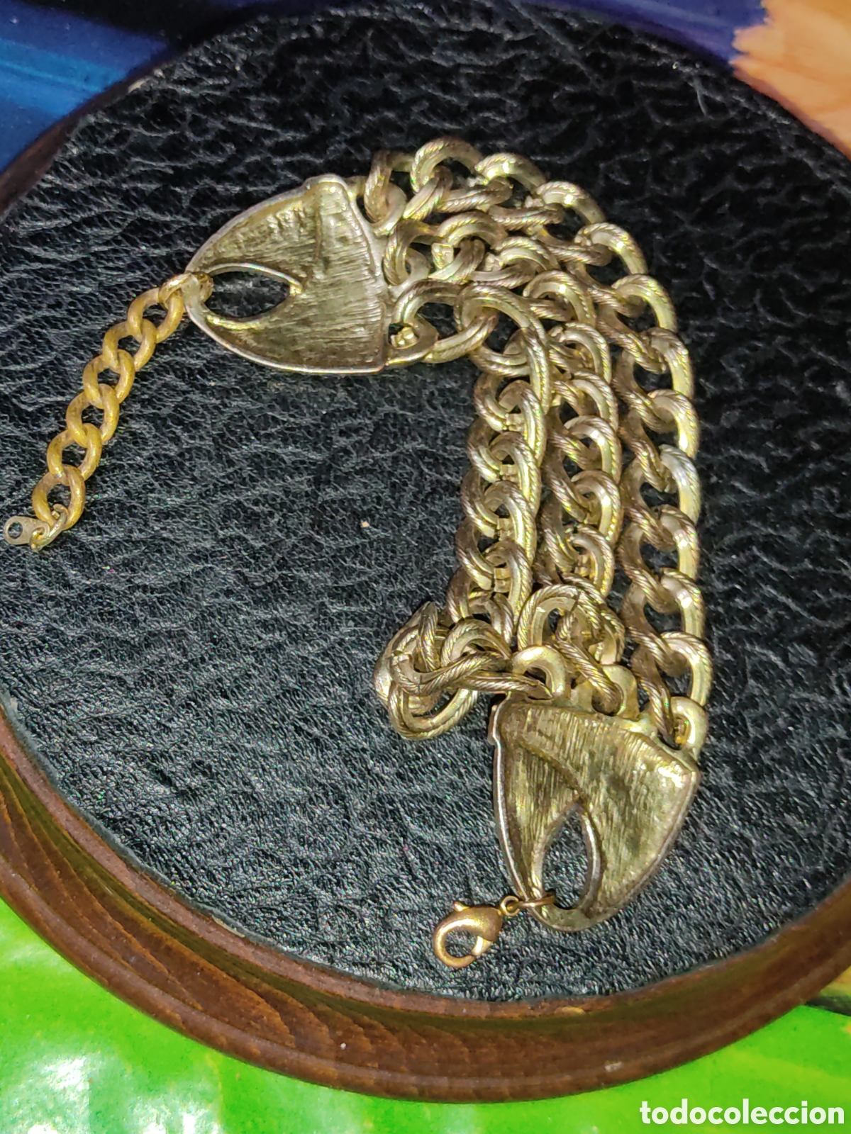 Joyeria: Pulsera ancha de eslabones labrados.Vintage. - Foto 7