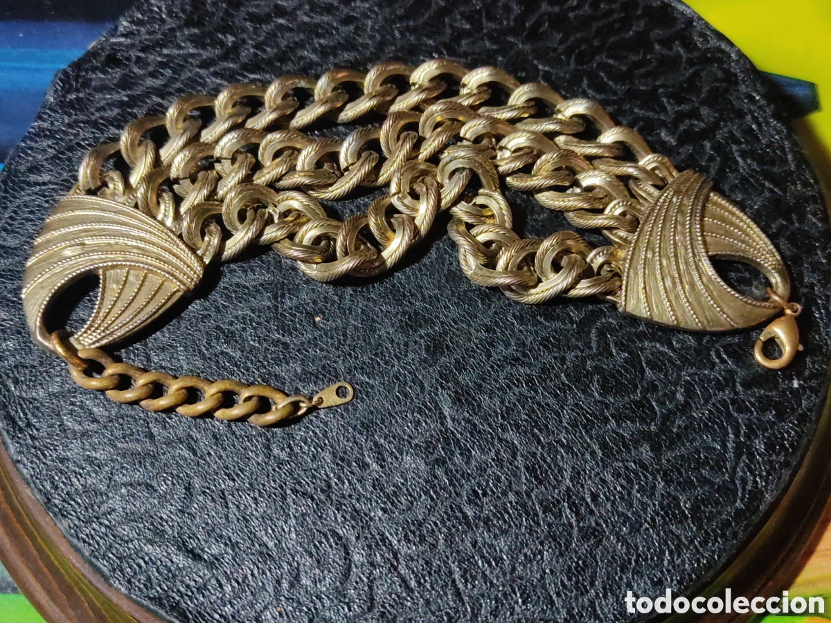 Joyeria: Pulsera ancha de eslabones labrados.Vintage. - Foto 1