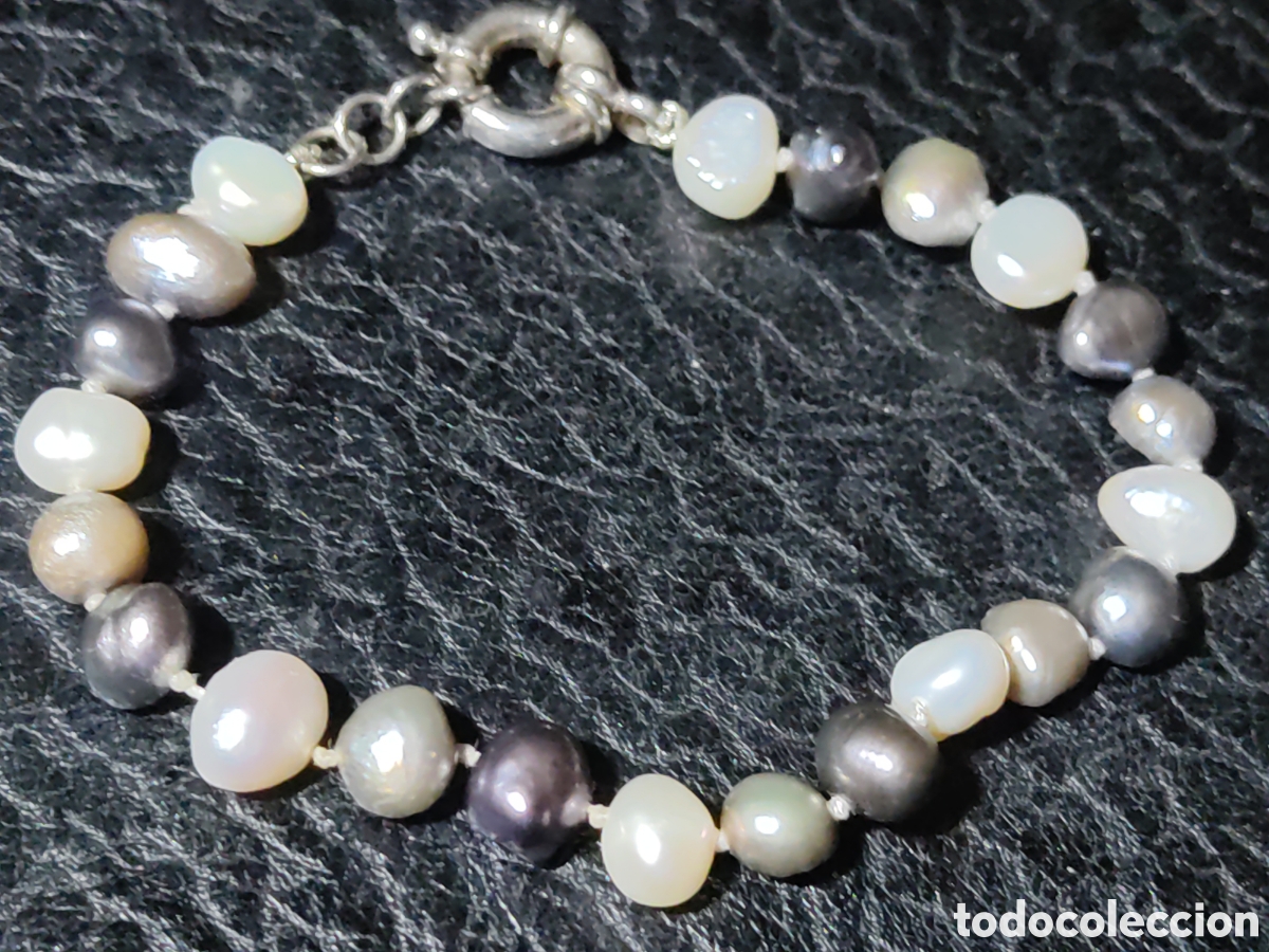 Joyeria: Pulsera de perlas variadas y plata 925.Vintage - Foto 2