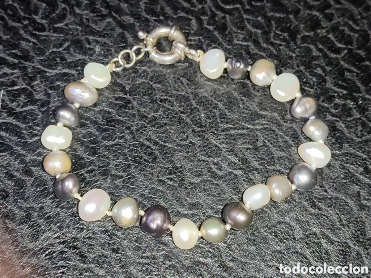 Joyeria: Pulsera de perlas variadas y plata 925.Vintage - Foto 4