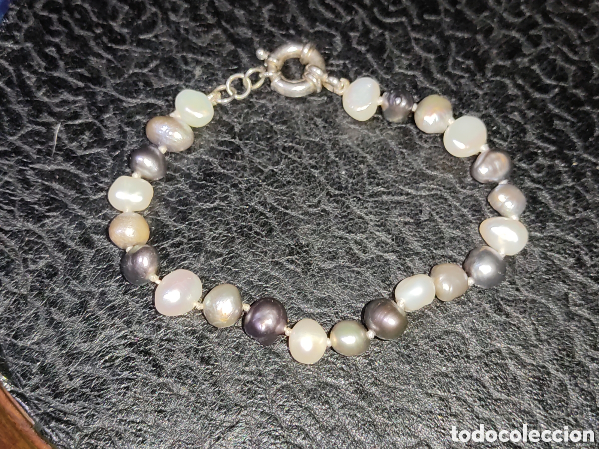Joyeria: Pulsera de perlas variadas y plata 925.Vintage - Foto 1