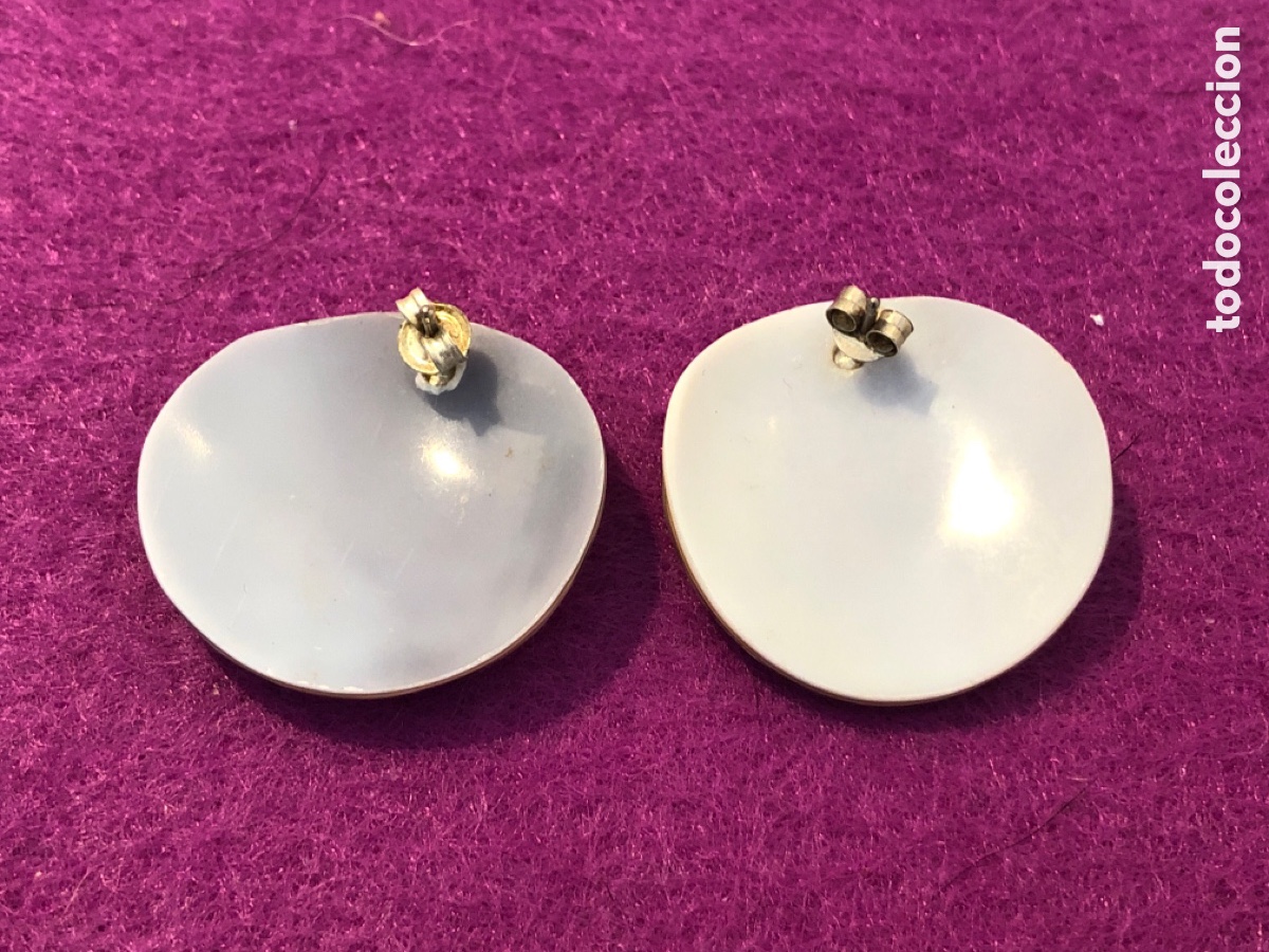 Joyeria: Pendientes de nacar antiguos (L9) - Foto 2