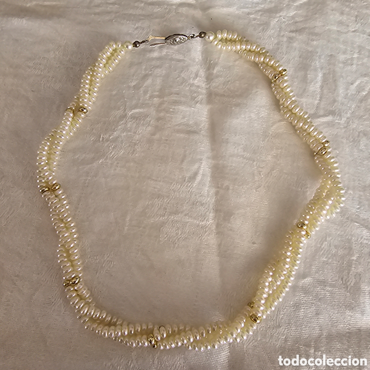 Joyeria: PERLAS DE RIO,COLLAR DE NUDO 3 VUELTAS, BROCHE DE PLATA - Foto 1