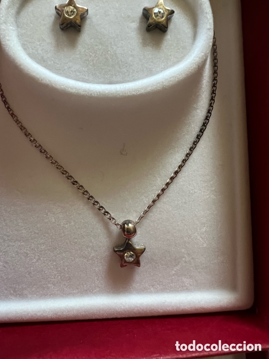 Joyeria: Conjunto gargantilla y pendientes de plata nuevos - Foto 3