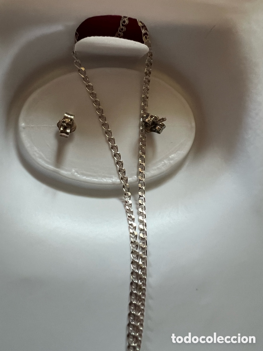 Joyeria: Conjunto gargantilla y pendientes de plata nuevos - Foto 4