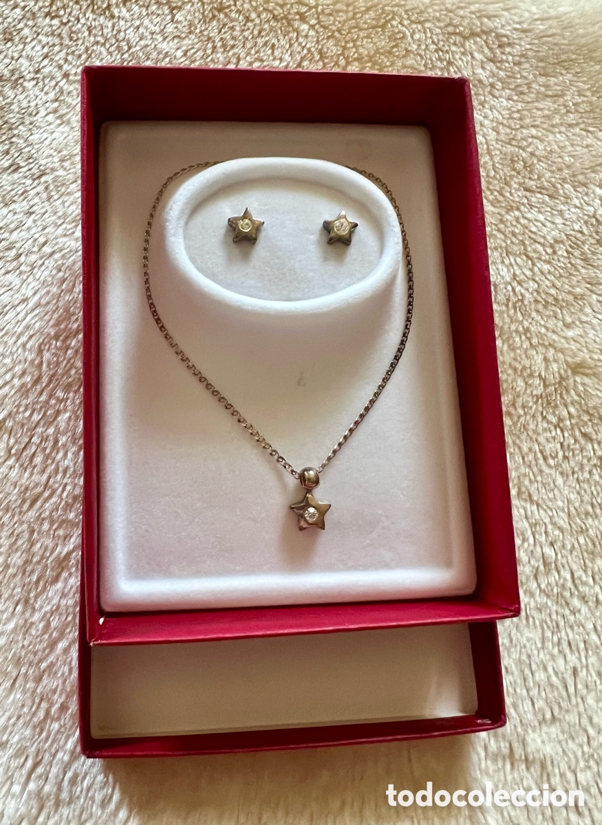 Joyeria: Conjunto gargantilla y pendientes de plata nuevos - Foto 1
