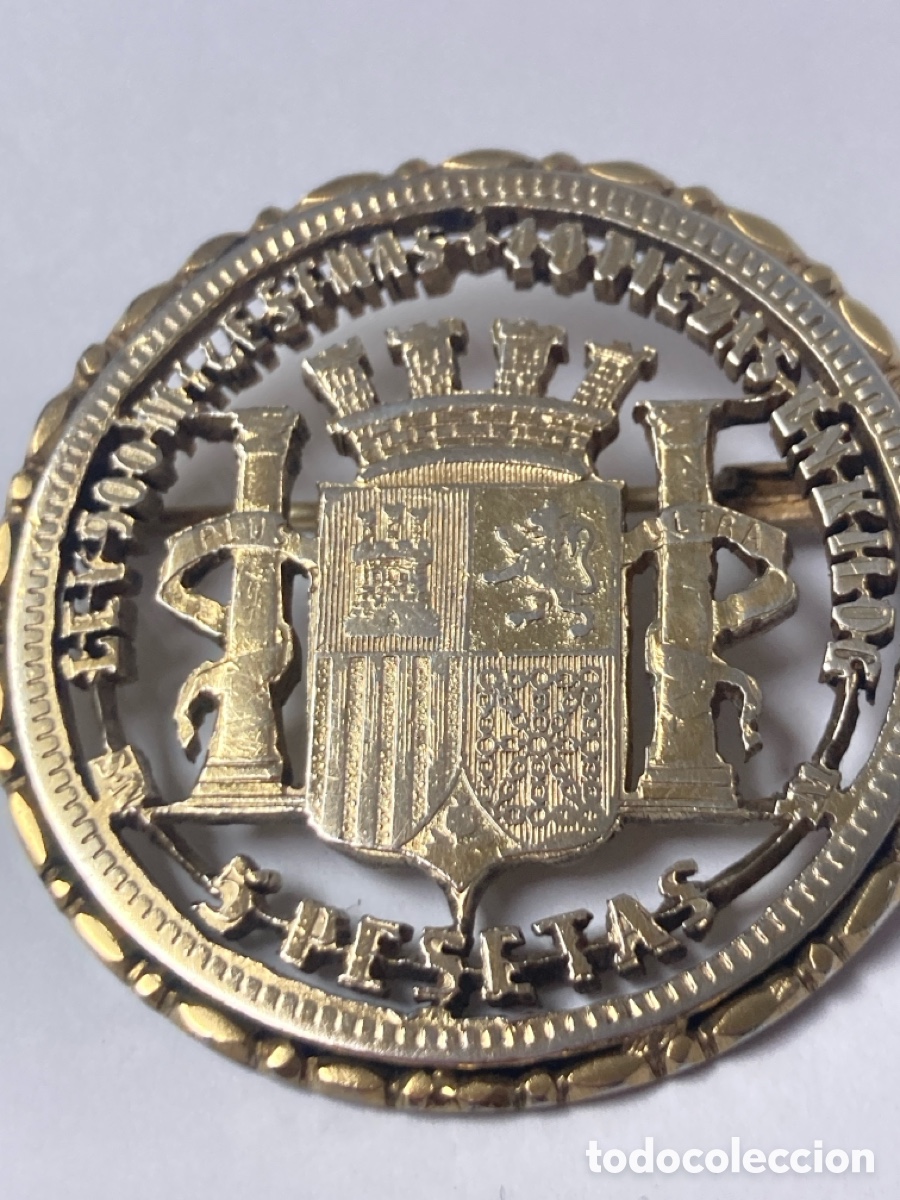 Joyeria: Broche moneda de 5 pesetas plata Calada B63 - Foto 5
