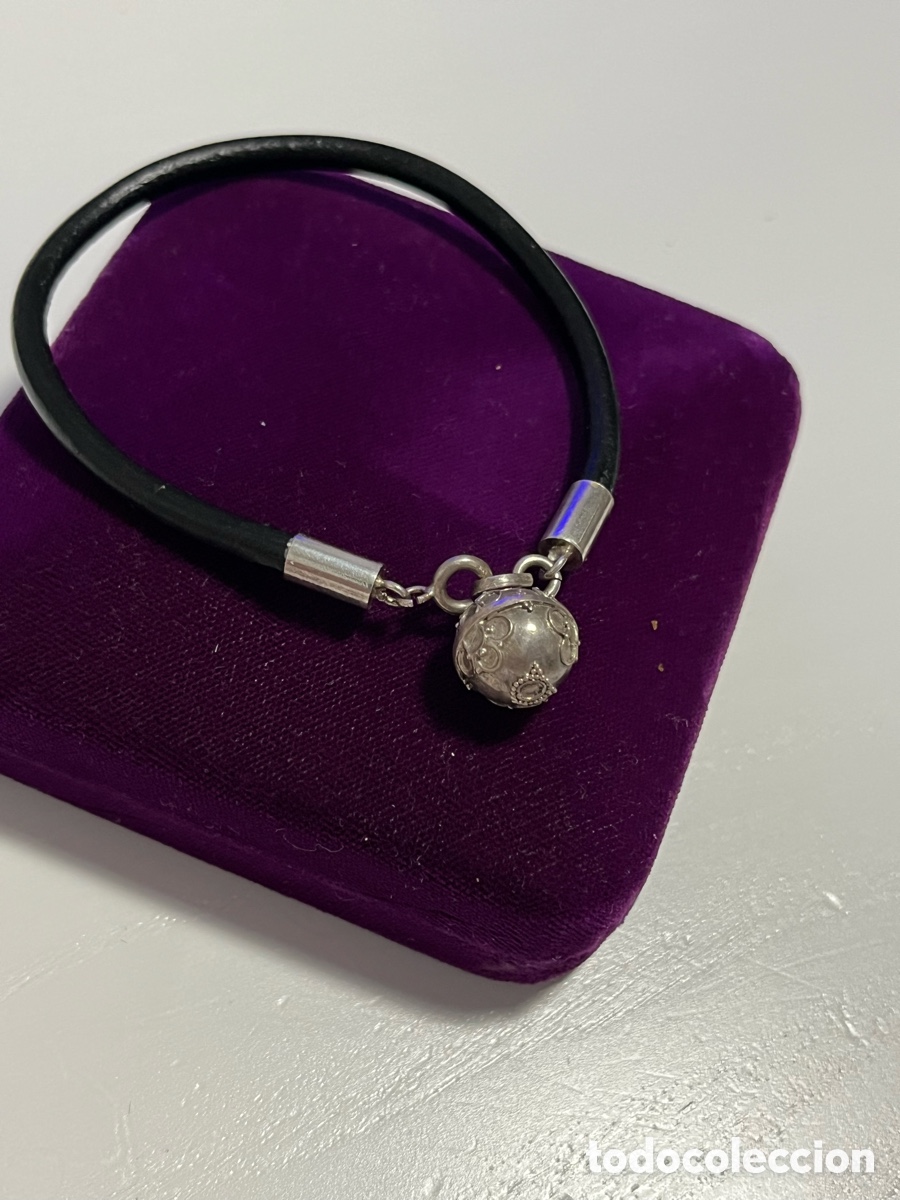 Joyeria: Pulsera plata 925 y cuero negro - Foto 3
