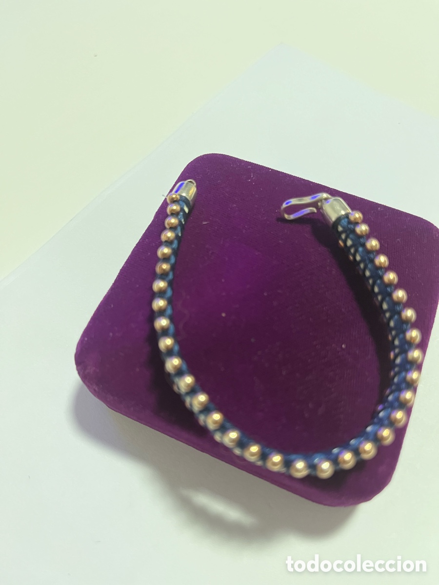 Joyeria: Pulsera plata 925 y cuero Azul - Foto 4