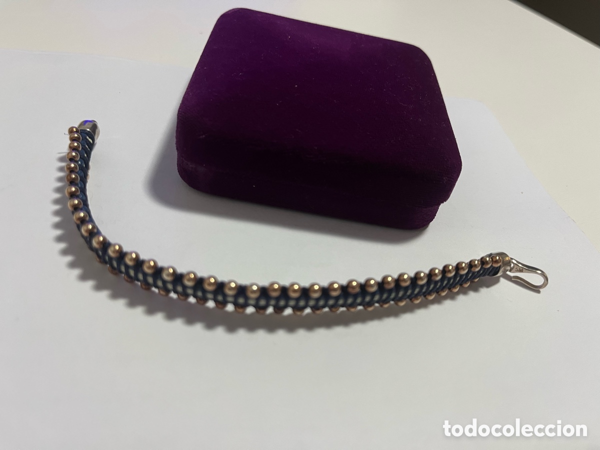 Joyeria: Pulsera plata 925 y cuero Azul - Foto 8