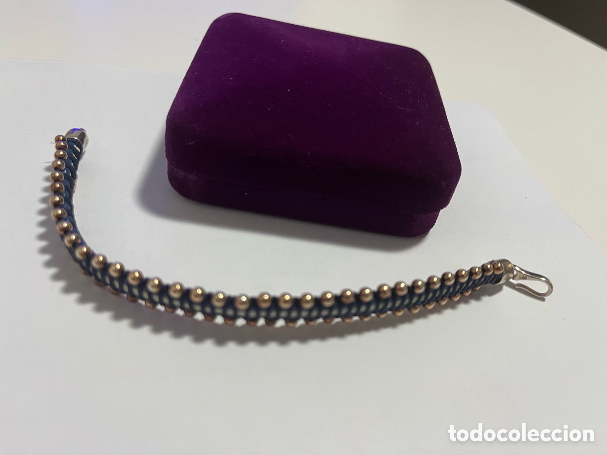 Joyeria: Pulsera plata 925 y cuero Azul - Foto 9