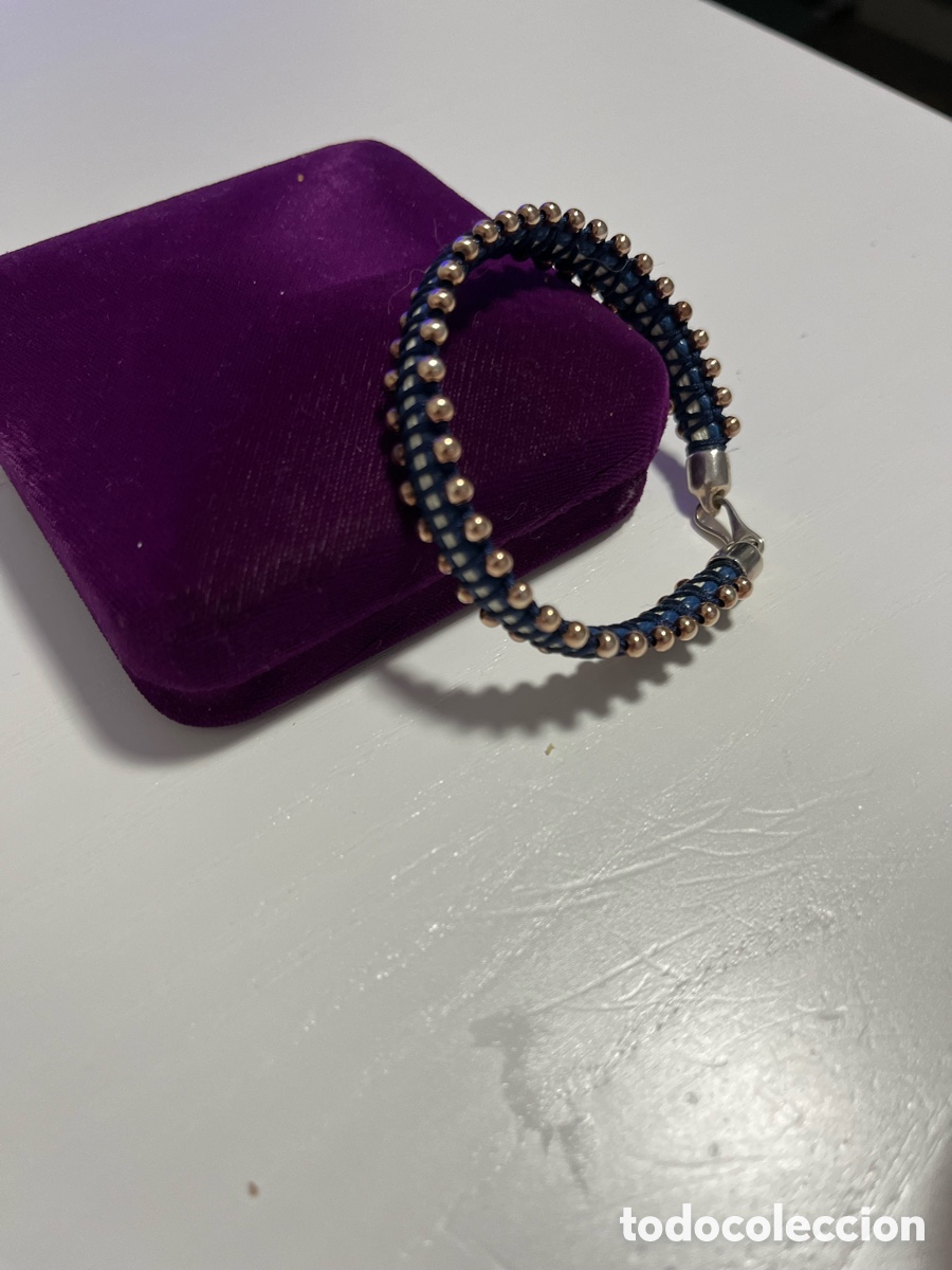 Joyeria: Pulsera plata 925 y cuero Azul - Foto 12