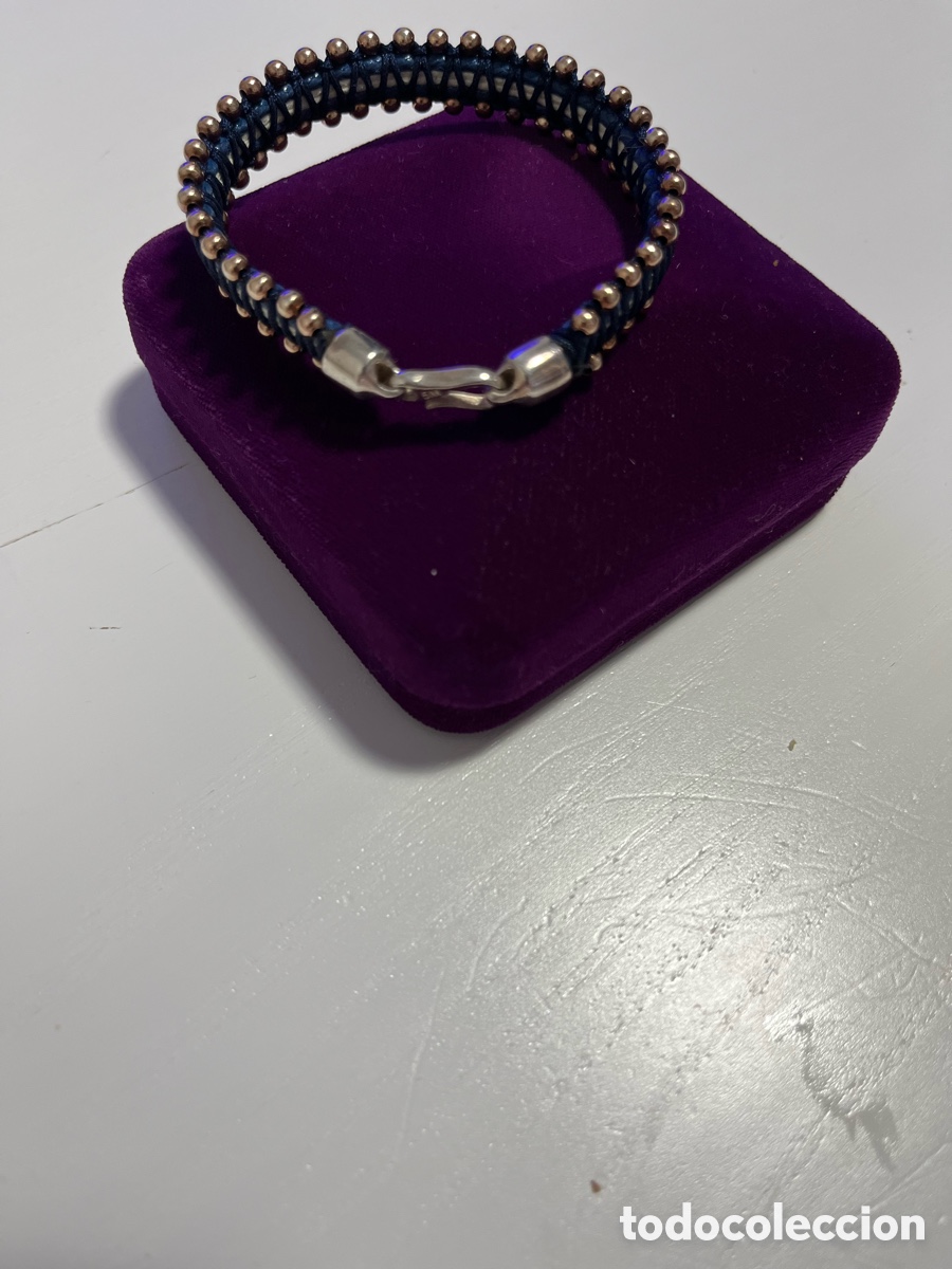 Joyeria: Pulsera plata 925 y cuero Azul - Foto 13